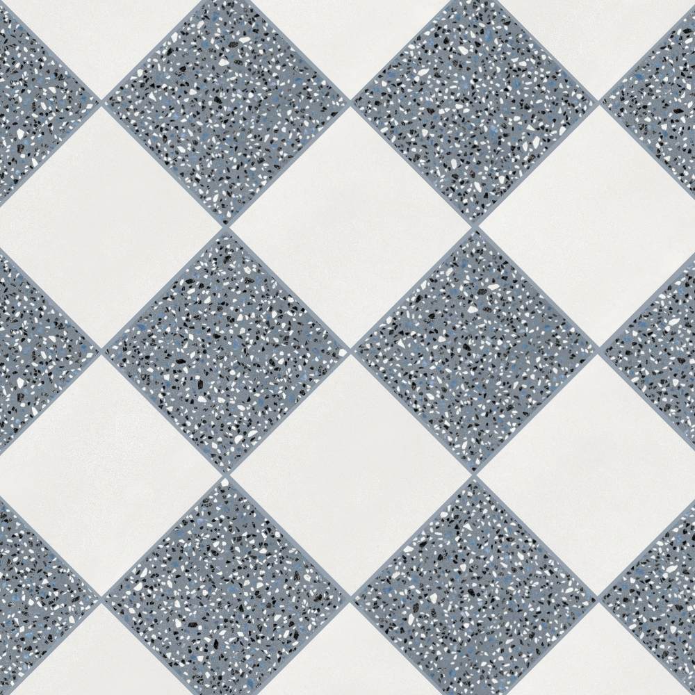 Terrazzo 2.0 24"x24" Checkerboard Minimal White & Classic Blue Porcelain Matte Tile