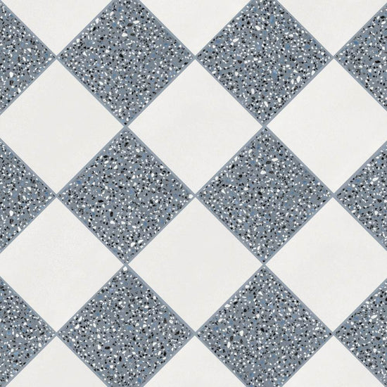 Terrazzo 2.0 24"x24" Checkerboard Minimal White & Classic Blue Porcelain Matte Tile