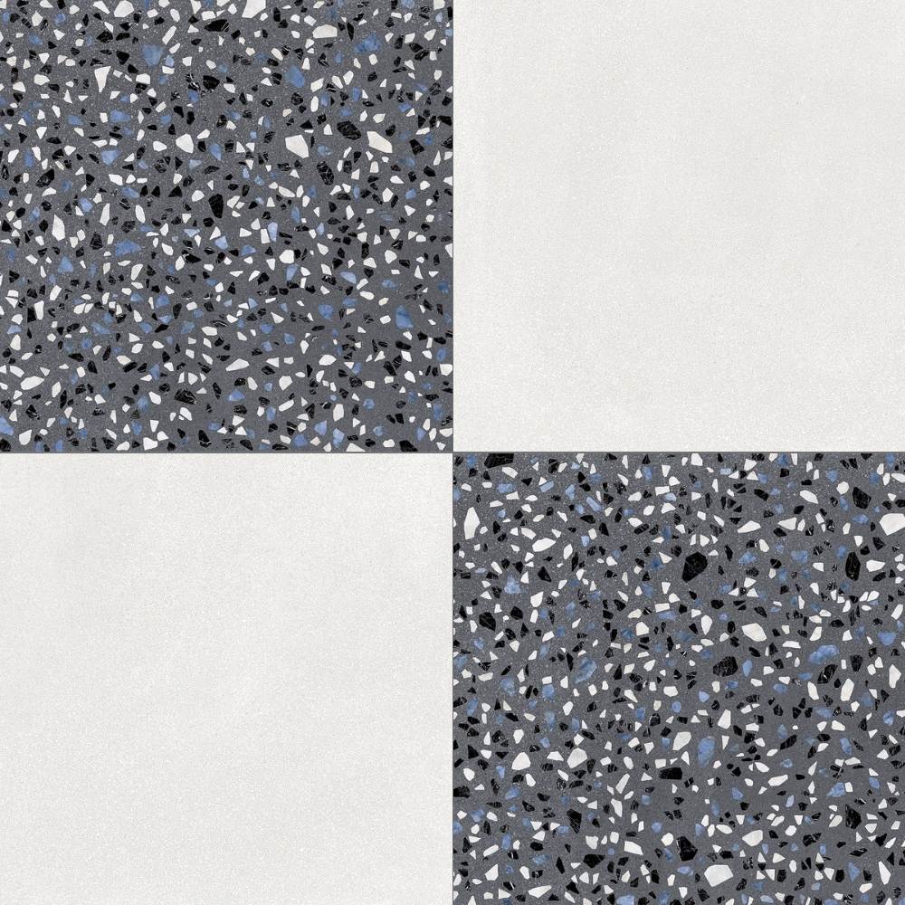Terrazzo 2.0 24"x24" Checkerboard Minimal White & Classic Dk Grey Porcelain Matte Tile