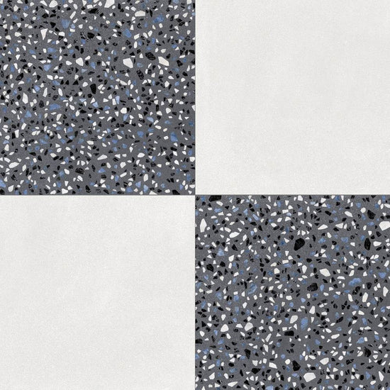 Terrazzo 2.0 24"x24" Checkerboard Minimal White & Classic Dk Grey Porcelain Matte Tile