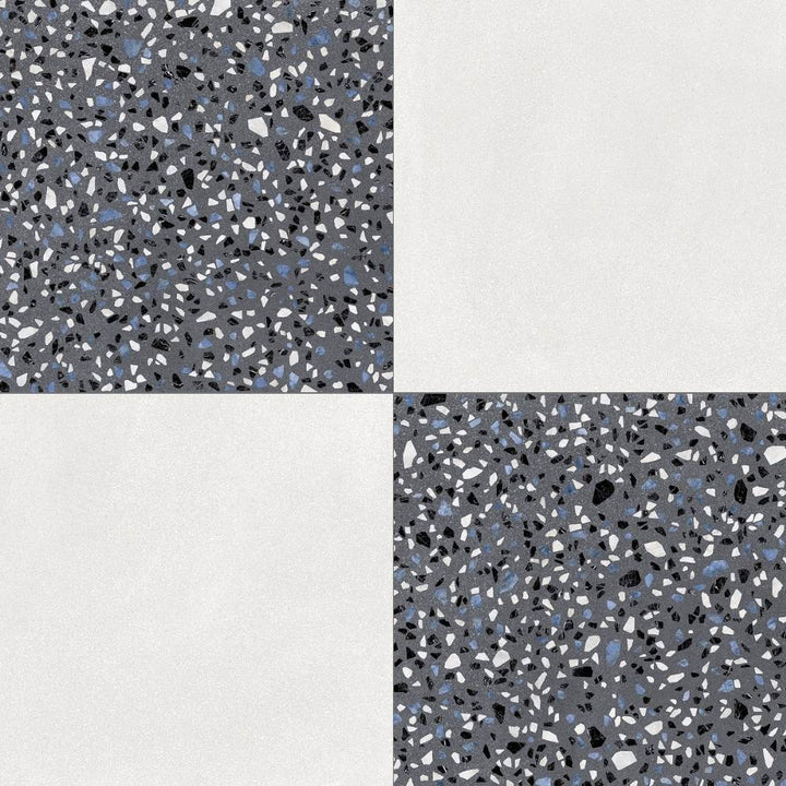 Terrazzo 2.0 24"x24" Checkerboard Minimal White & Classic Dk Grey Porcelain Matte Tile