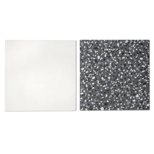 Terrazzo 2.0 24"x24" Checkerboard Minimal White & Classic Dk Grey Porcelain Matte Tile