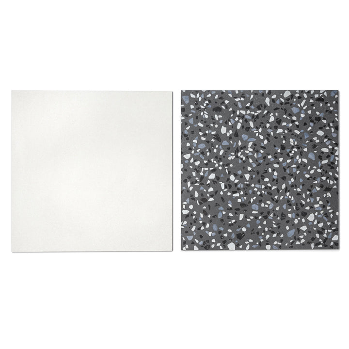 Terrazzo 2.0 24"x24" Checkerboard Minimal White & Classic Dk Grey Porcelain Matte Tile