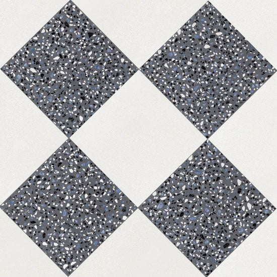 Terrazzo 2.0 24"x24" Checkerboard Minimal White & Classic Dk Grey Porcelain Matte Tile