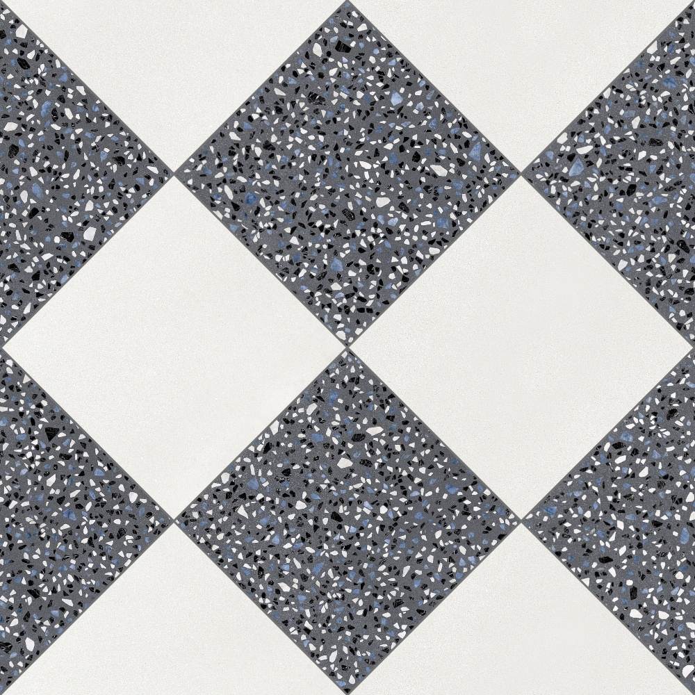 Terrazzo 2.0 24"x24" Checkerboard Minimal White & Classic Dk Grey Porcelain Matte Tile