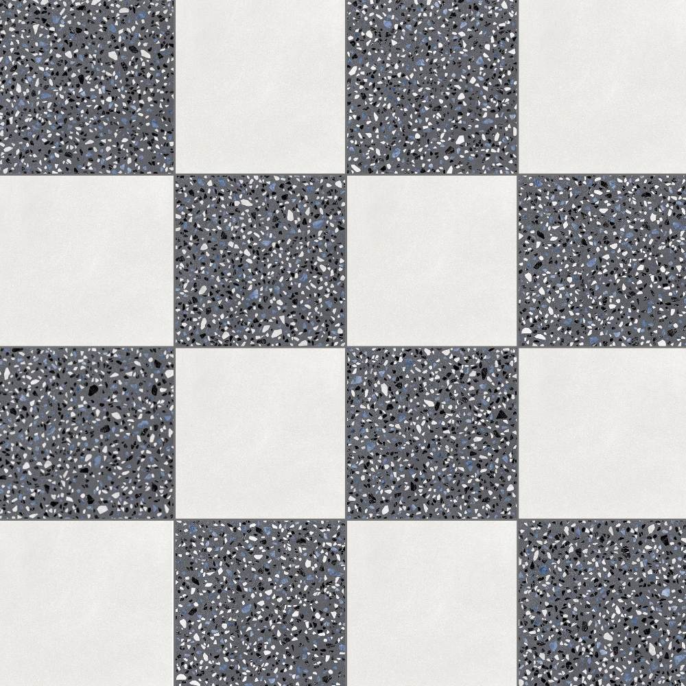 Terrazzo 2.0 24"x24" Checkerboard Minimal White & Classic Dk Grey Porcelain Matte Tile