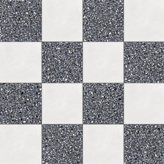 Terrazzo 2.0 24"x24" Checkerboard Minimal White & Classic Dk Grey Porcelain Matte Tile