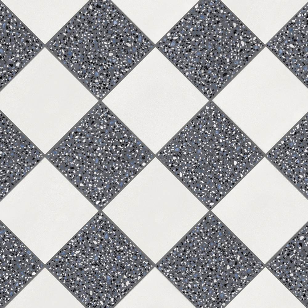 Terrazzo 2.0 24"x24" Checkerboard Minimal White & Classic Dk Grey Porcelain Matte Tile