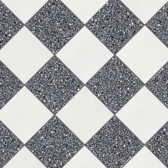 Terrazzo 2.0 24"x24" Checkerboard Minimal White & Classic Dk Grey Porcelain Matte Tile