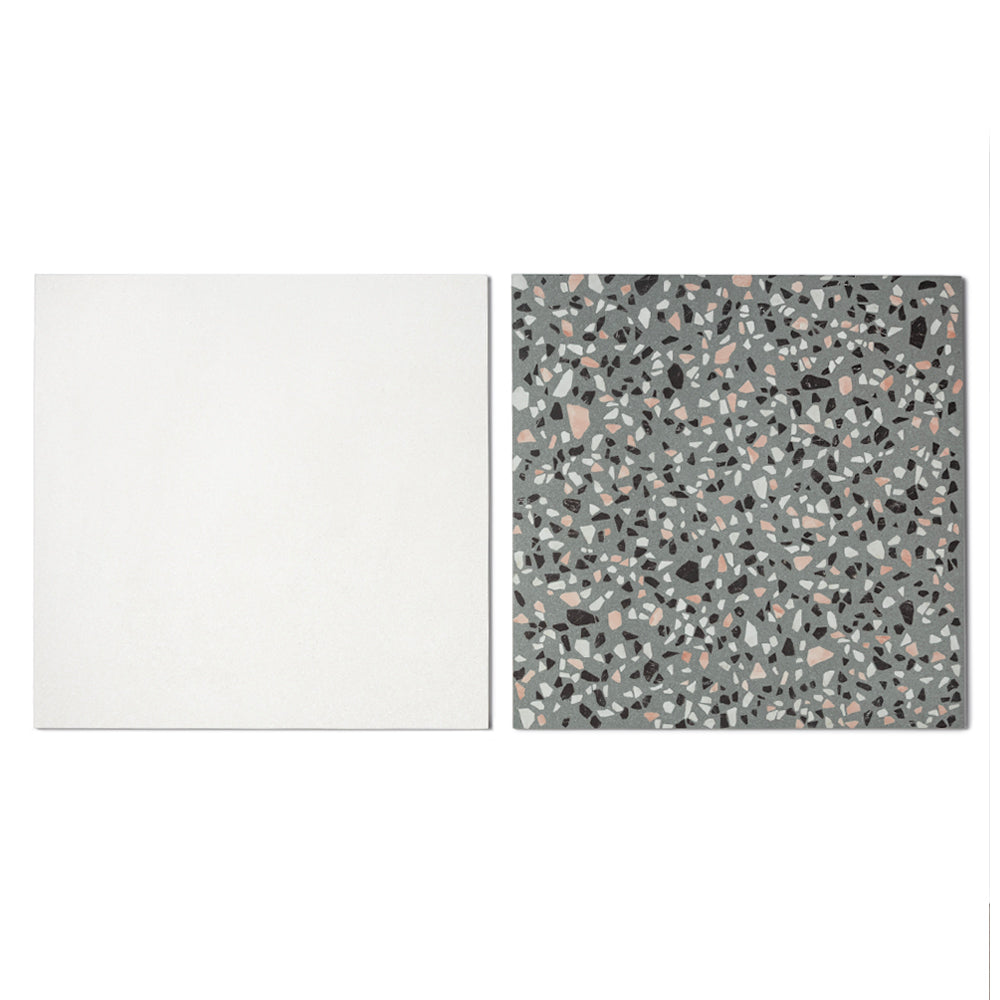 Terrazzo 2.0 24"x24" Checkerboard Minimal White & Classic Green Porcelain Matte Tile