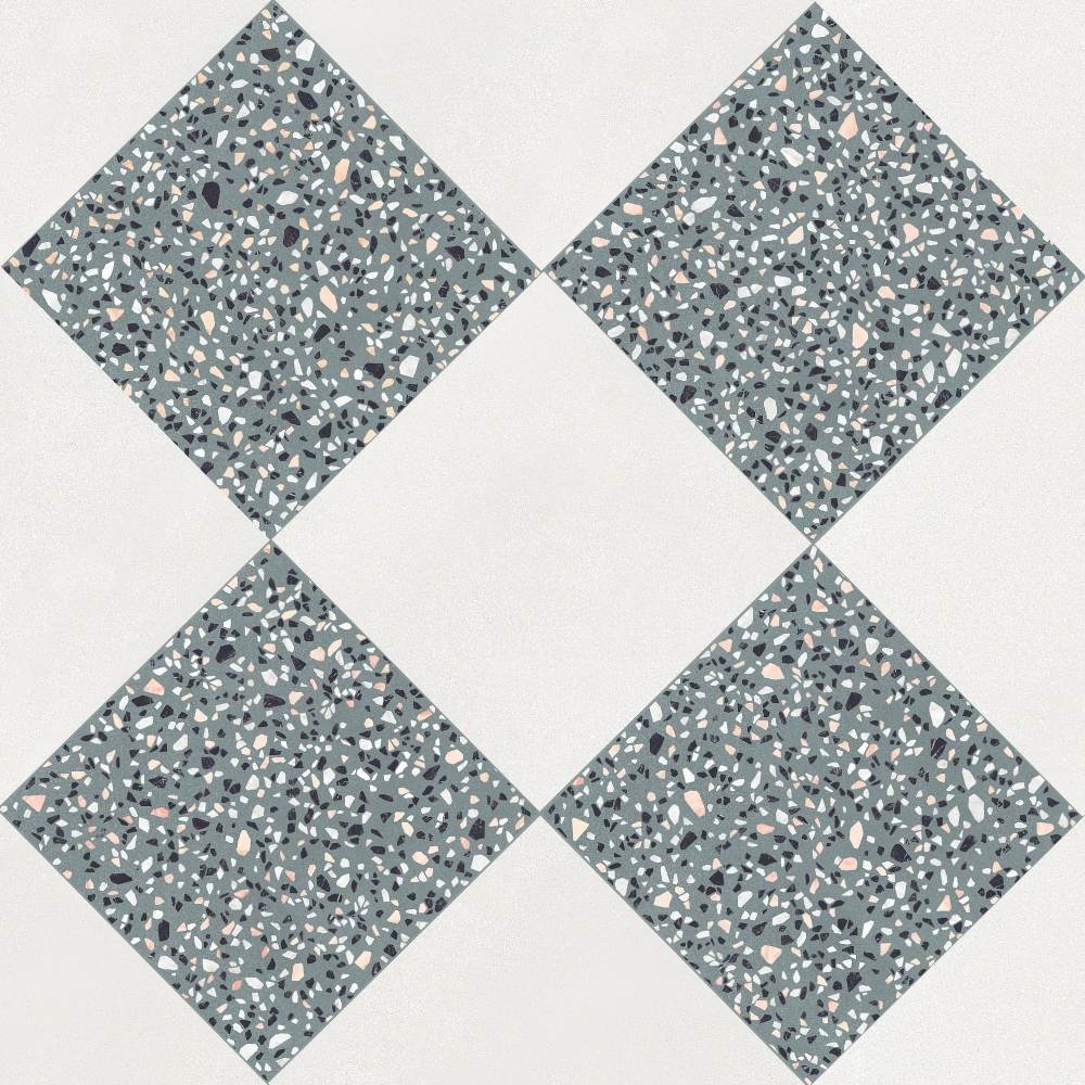 Terrazzo 2.0 24"x24" Checkerboard Minimal White & Classic Green Porcelain Matte Tile