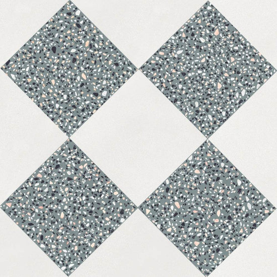 Terrazzo 2.0 24"x24" Checkerboard Minimal White & Classic Green Porcelain Matte Tile