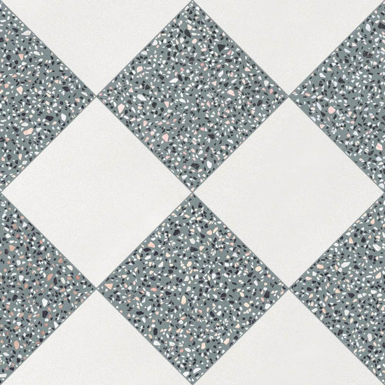 Terrazzo 2.0 24"x24" Checkerboard Minimal White & Classic Green Porcelain Matte Tile