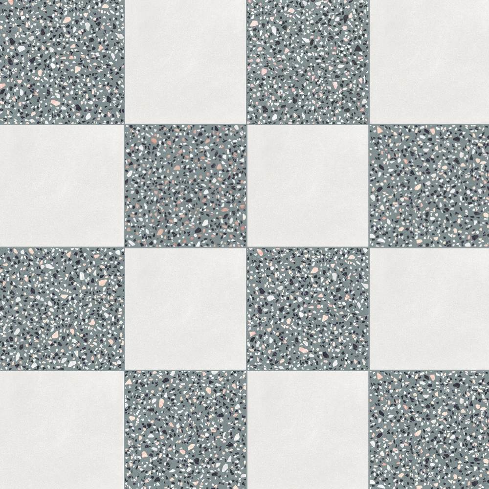 Terrazzo 2.0 24"x24" Checkerboard Minimal White & Classic Green Porcelain Matte Tile