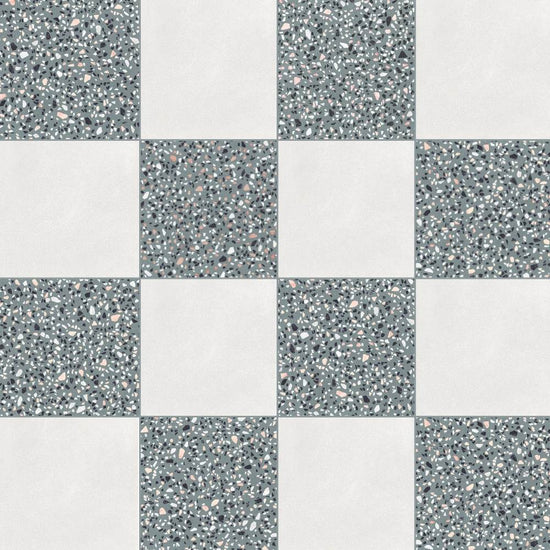 Terrazzo 2.0 24"x24" Checkerboard Minimal White & Classic Green Porcelain Matte Tile