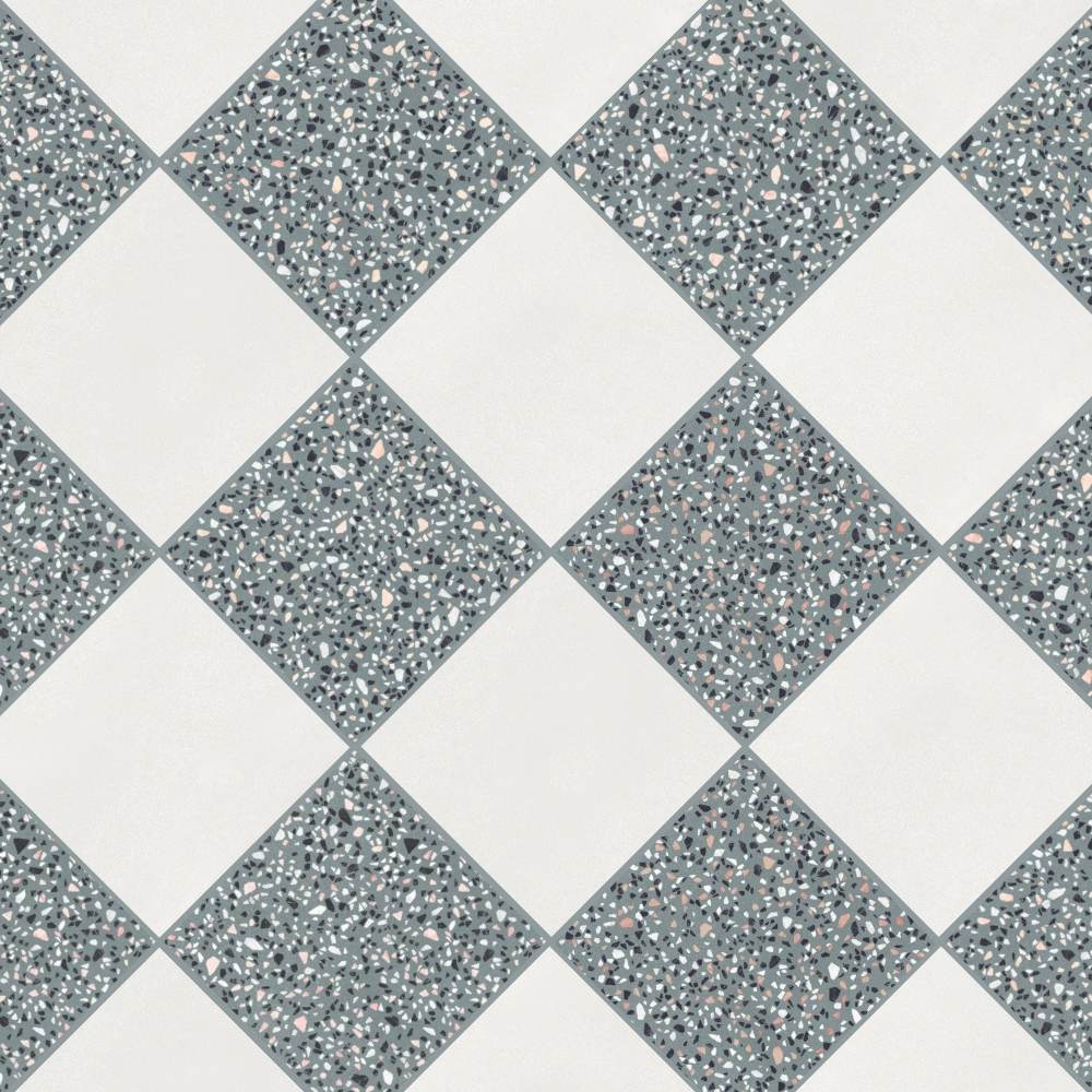 Terrazzo 2.0 24"x24" Checkerboard Minimal White & Classic Green Porcelain Matte Tile