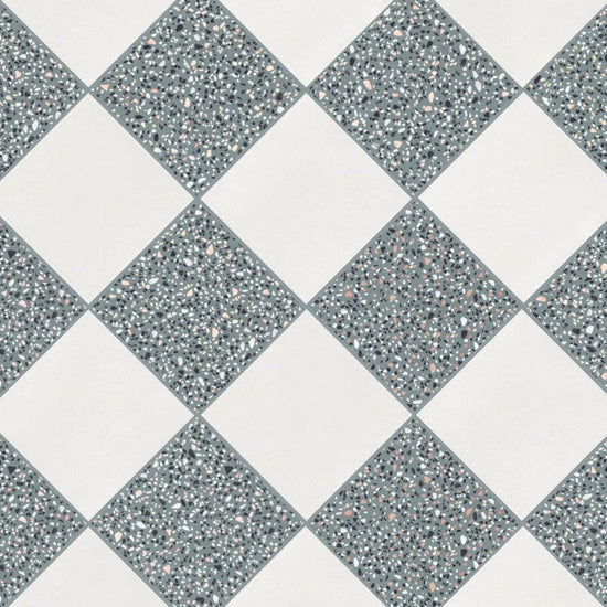 Terrazzo 2.0 24"x24" Checkerboard Minimal White & Classic Green Porcelain Matte Tile