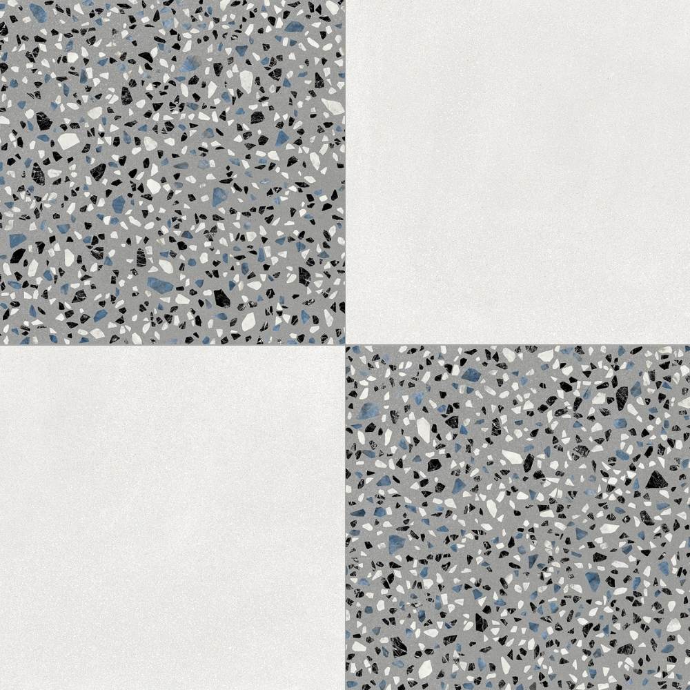 Terrazzo 2.0 24"x24" Checkerboard Minimal White & Classic Grey Porcelain Matte Tile