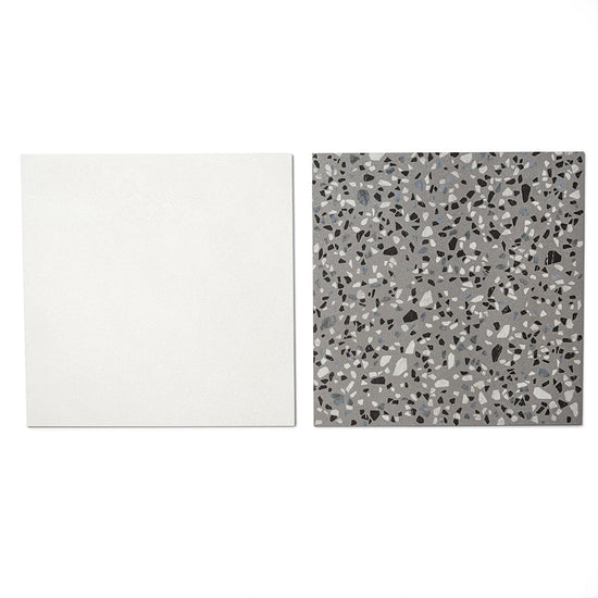 Terrazzo 2.0 24"x24" Checkerboard Minimal White & Classic Grey Porcelain Matte Tile