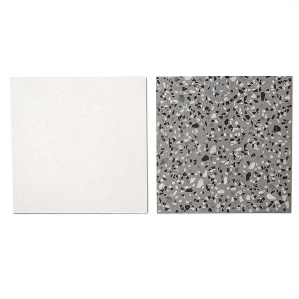Terrazzo 2.0 24"x24" Checkerboard Minimal White & Classic Grey Porcelain Matte Tile
