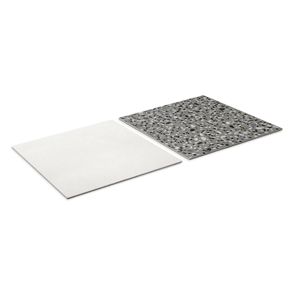 Terrazzo 2.0 24"x24" Checkerboard Minimal White & Classic Grey Porcelain Matte Tile