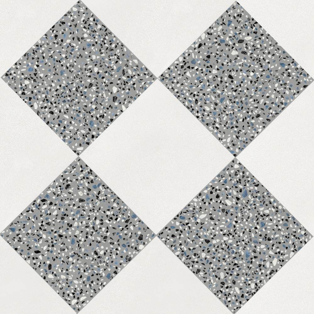 Terrazzo 2.0 24"x24" Checkerboard Minimal White & Classic Grey Porcelain Matte Tile