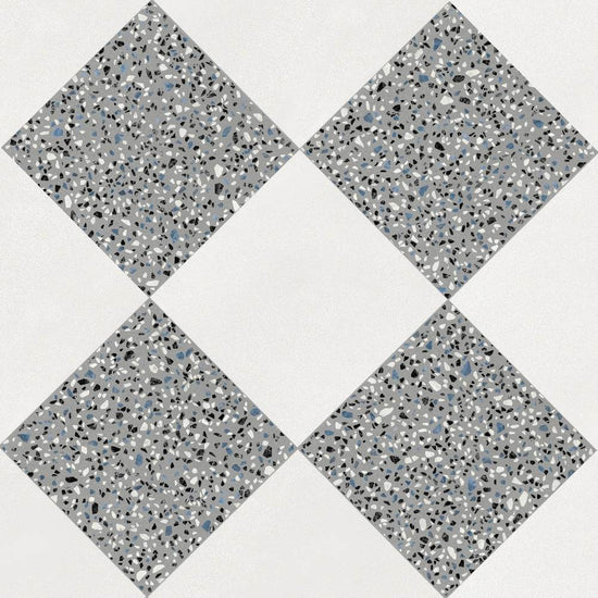Terrazzo 2.0 24"x24" Checkerboard Minimal White & Classic Grey Porcelain Matte Tile