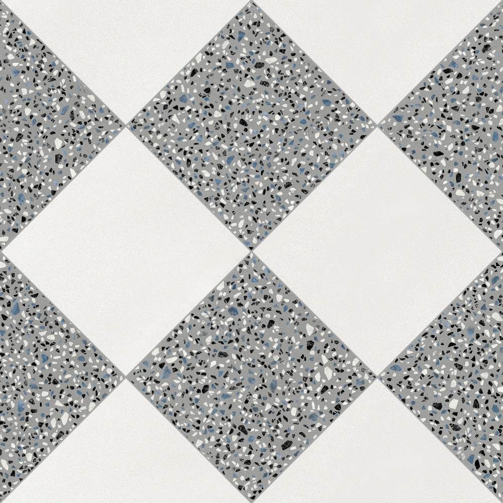 Terrazzo 2.0 24"x24" Checkerboard Minimal White & Classic Grey Porcelain Matte Tile