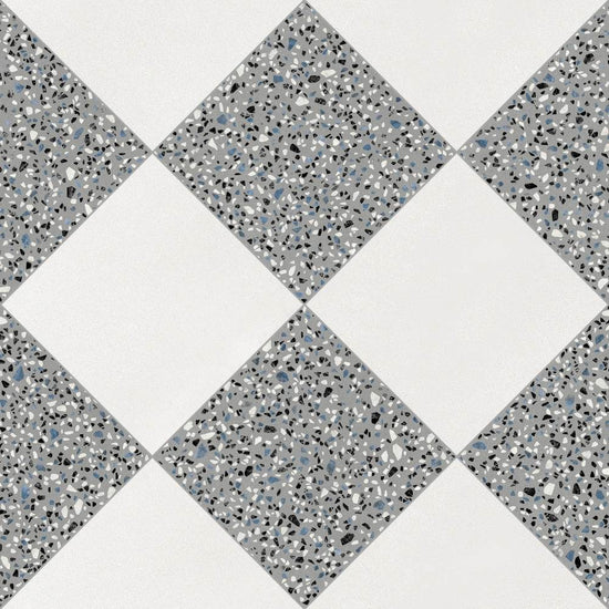 Terrazzo 2.0 24"x24" Checkerboard Minimal White & Classic Grey Porcelain Matte Tile