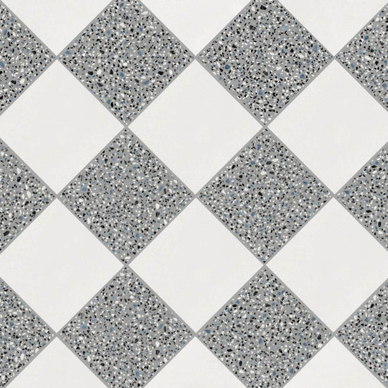 Terrazzo 2.0 24"x24" Checkerboard Minimal White & Classic Grey Porcelain Matte Tile