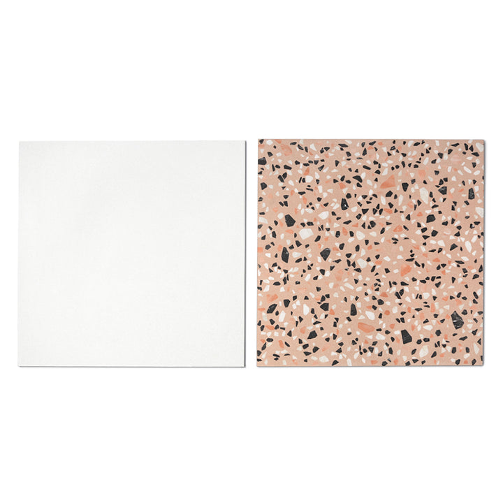 Terrazzo 2.0 24"x24" Checkerboard Minimal White & Classic Pink Porcelain Matte Tile