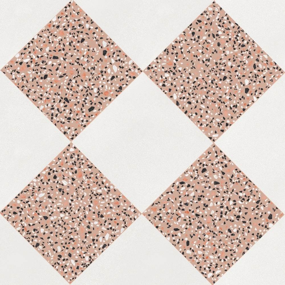Terrazzo 2.0 24"x24" Checkerboard Minimal White & Classic Pink Porcelain Matte Tile