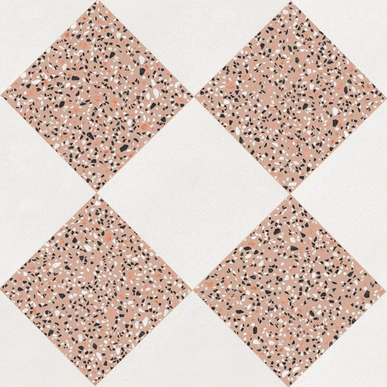Terrazzo 2.0 24"x24" Checkerboard Minimal White & Classic Pink Porcelain Matte Tile