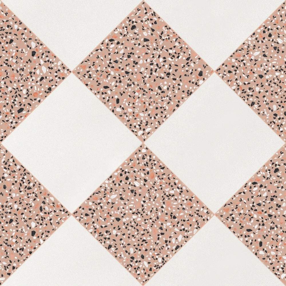Terrazzo 2.0 24"x24" Checkerboard Minimal White & Classic Pink Porcelain Matte Tile