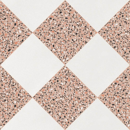 Terrazzo 2.0 24"x24" Checkerboard Minimal White & Classic Pink Porcelain Matte Tile
