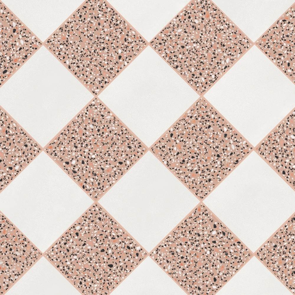 Terrazzo 2.0 24"x24" Checkerboard Minimal White & Classic Pink Porcelain Matte Tile