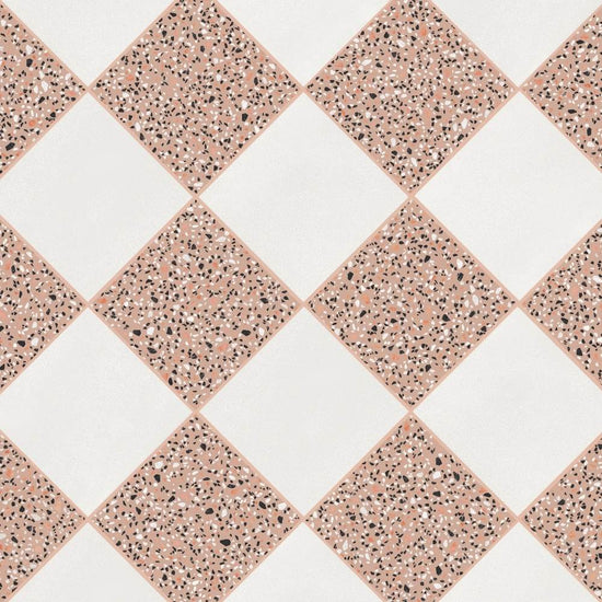 Terrazzo 2.0 24"x24" Checkerboard Minimal White & Classic Pink Porcelain Matte Tile