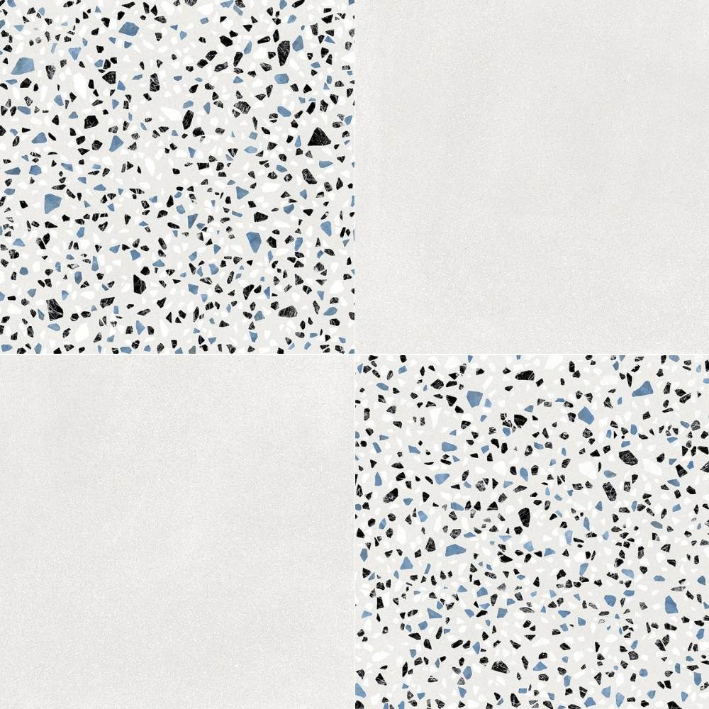 Terrazzo 2.0 24"x24" Checkerboard Minimal White & Classic White Porcelain Matte Tile