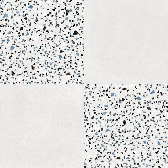Terrazzo 2.0 24"x24" Checkerboard Minimal White & Classic White Porcelain Matte Tile