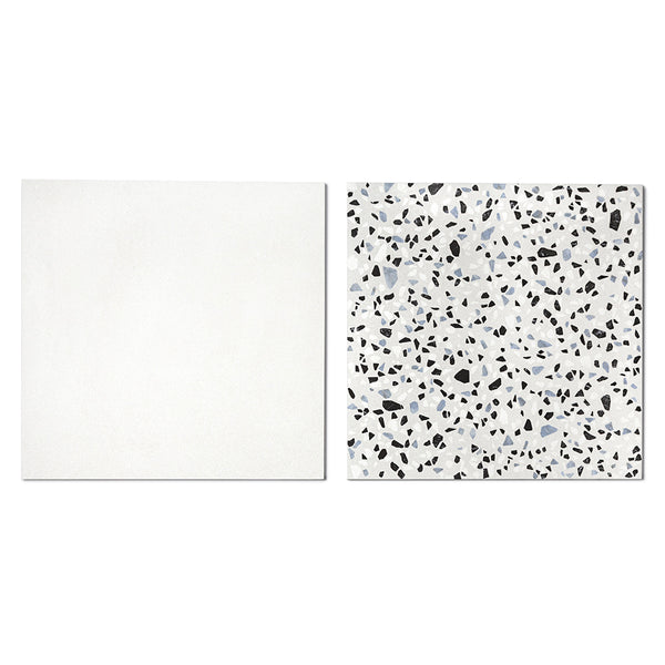Terrazzo 2.0 24"x24" Checkerboard Minimal White & Classic White Porcelain Matte Tile