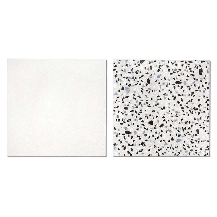 Terrazzo 2.0 24"x24" Checkerboard Minimal White & Classic White Porcelain Matte Tile