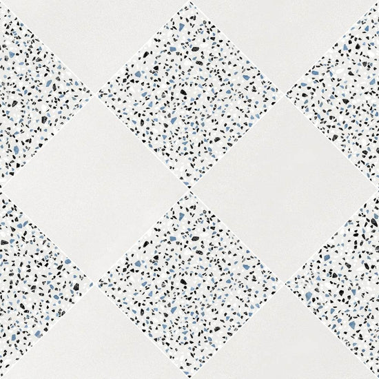 Terrazzo 2.0 24"x24" Checkerboard Minimal White & Classic White Porcelain Matte Tile