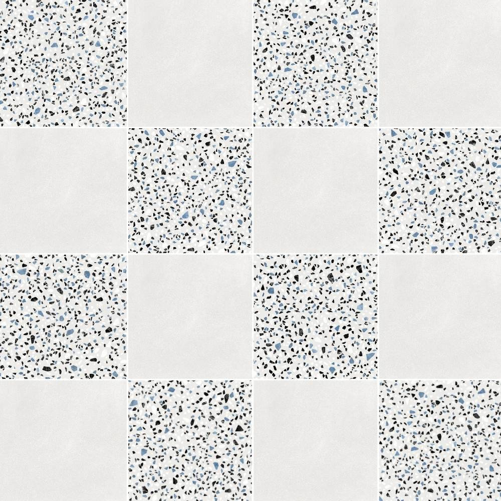Terrazzo 2.0 24"x24" Checkerboard Minimal White & Classic White Porcelain Matte Tile