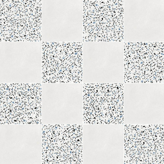 Terrazzo 2.0 24"x24" Checkerboard Minimal White & Classic White Porcelain Matte Tile