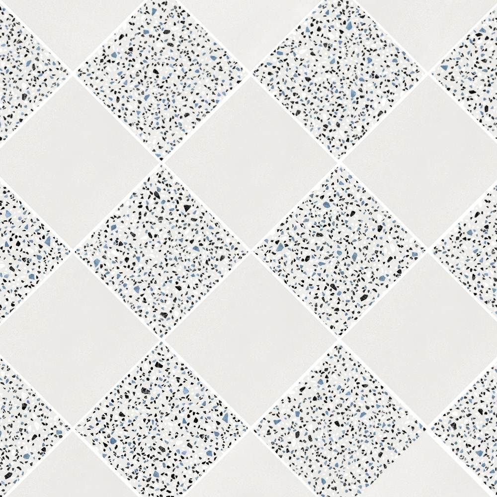 Terrazzo 2.0 24"x24" Checkerboard Minimal White & Classic White Porcelain Matte Tile
