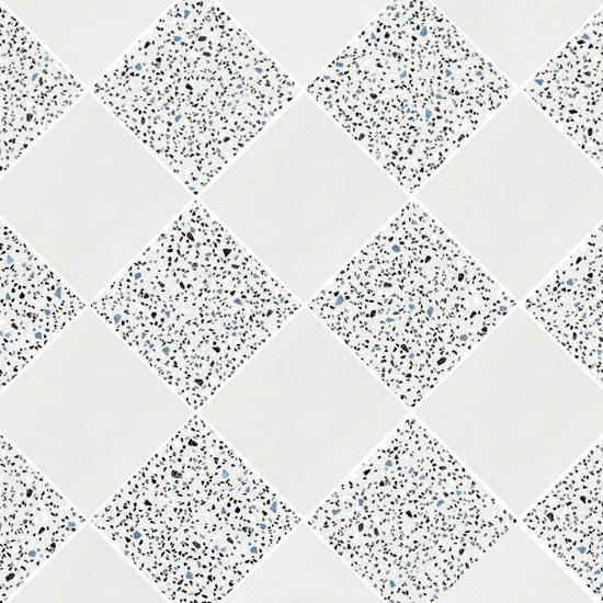 Terrazzo 2.0 24"x24" Checkerboard Minimal White & Classic White Porcelain Matte Tile