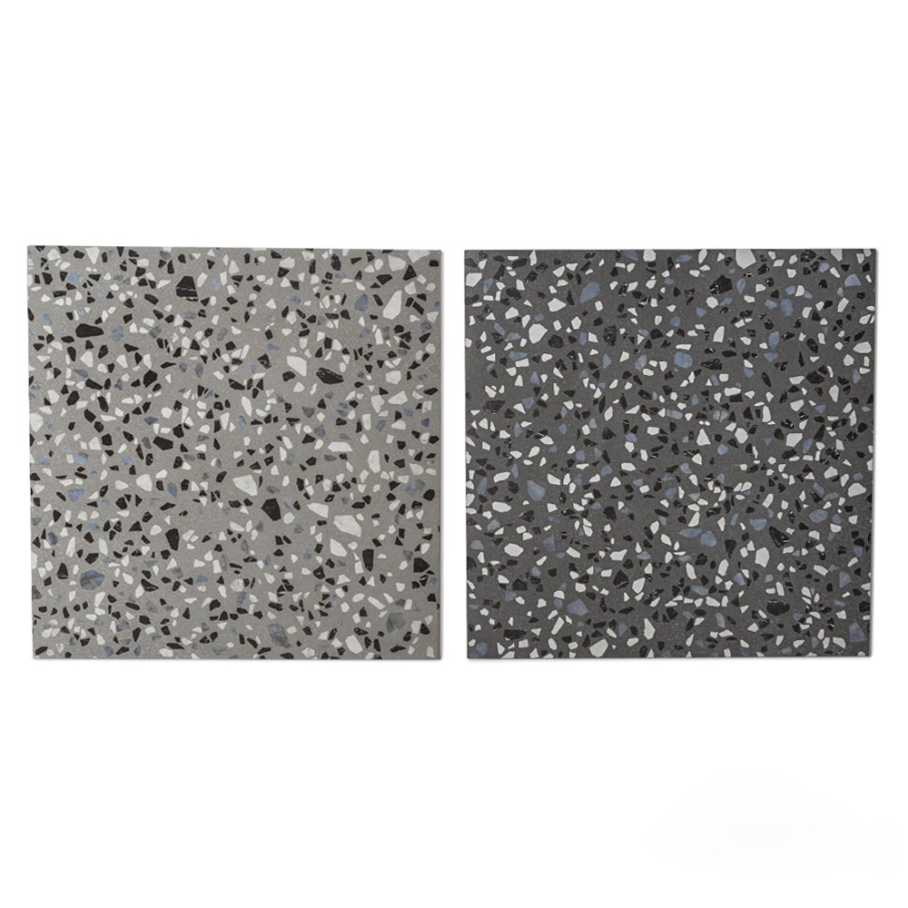 Terrazzo 2.0 24"x24" Checkerboard Classic Dk Grey & Classic Grey Porcelain Matte Tile