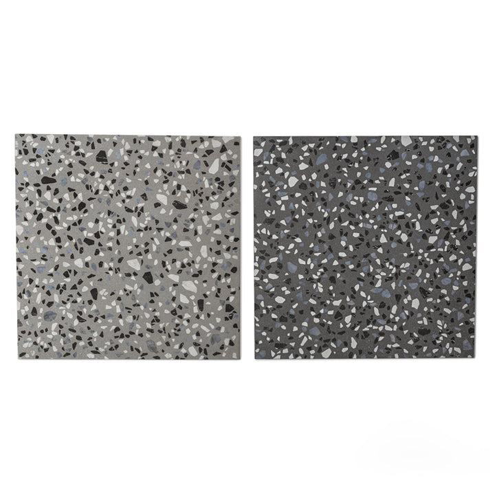 Terrazzo 2.0 24"x24" Checkerboard Classic Dk Grey & Classic Grey Porcelain Matte Tile