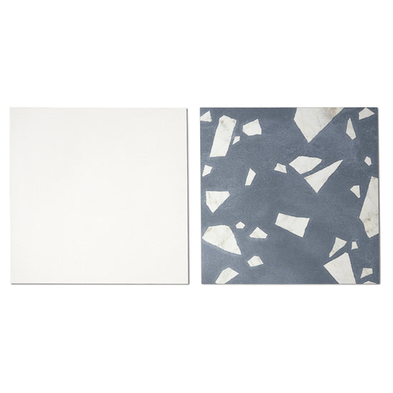 Terrazzo 2.0 24"x24" Checkerboard Minimal White & Rock Blue Porcelain Matte Tile
