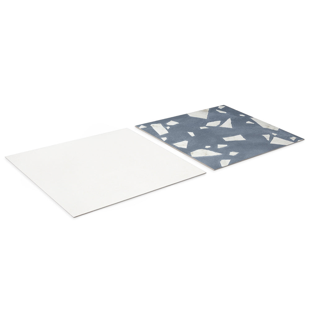 Terrazzo 2.0 24"x24" Checkerboard Minimal White & Rock Blue Porcelain Matte Tile